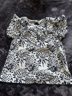 Crewcuts Navy and White Floral Puff-Sleeve Top